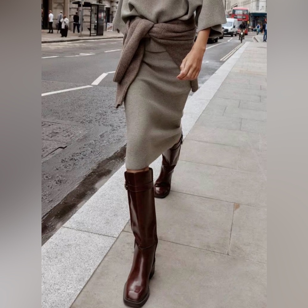 Zara Classic Knit Midi Skirt NWT